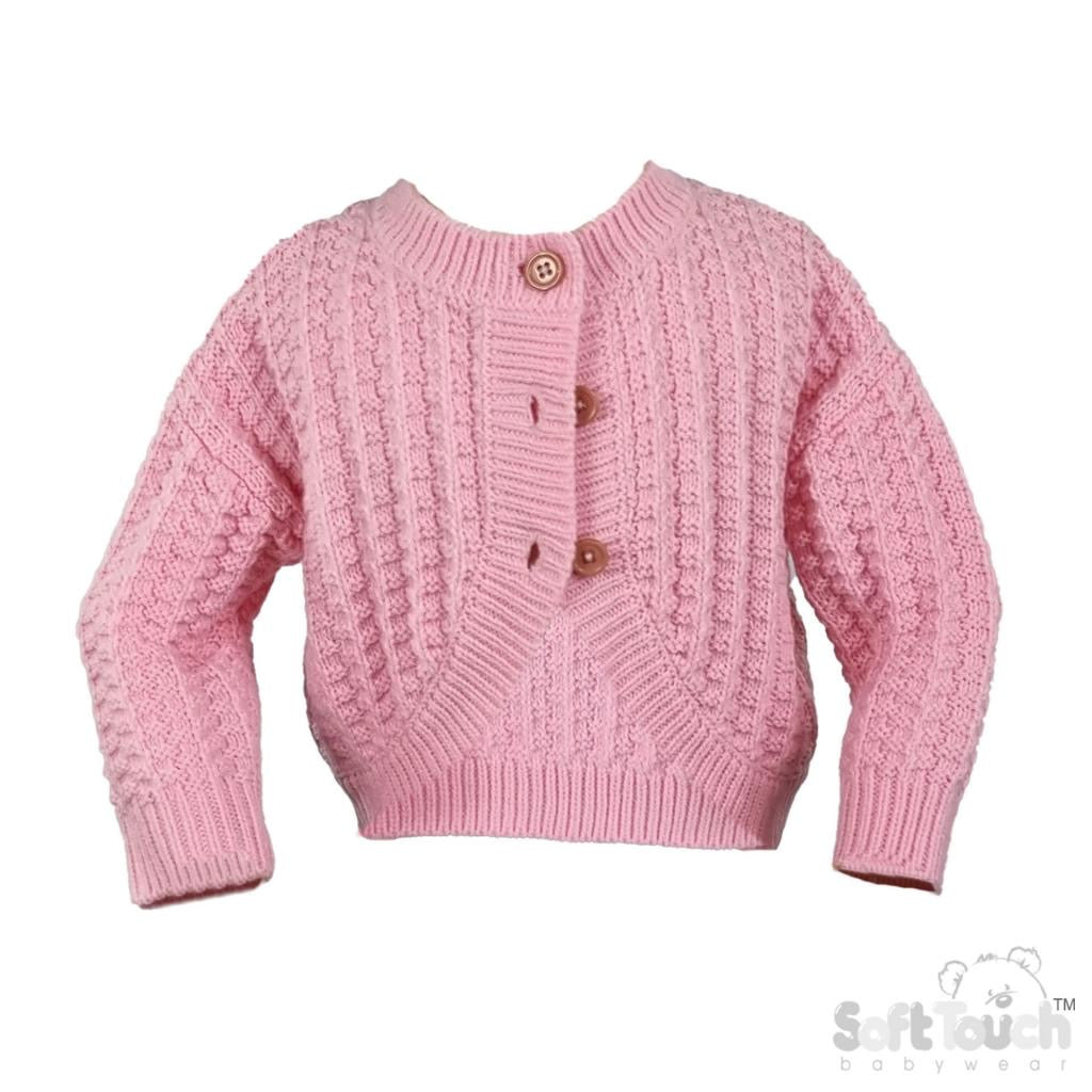 Pink or white wooden button cardigan