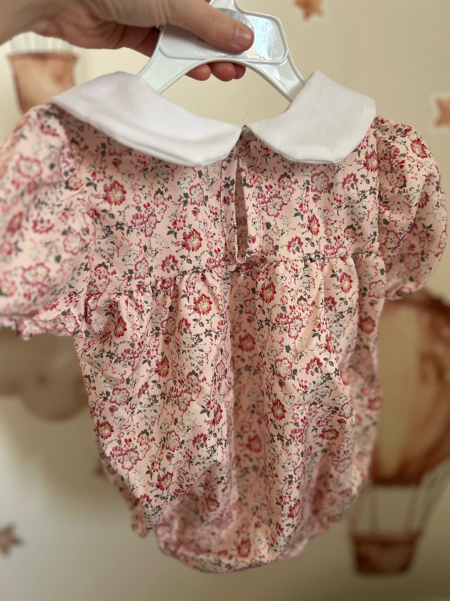 Pink floral romper
