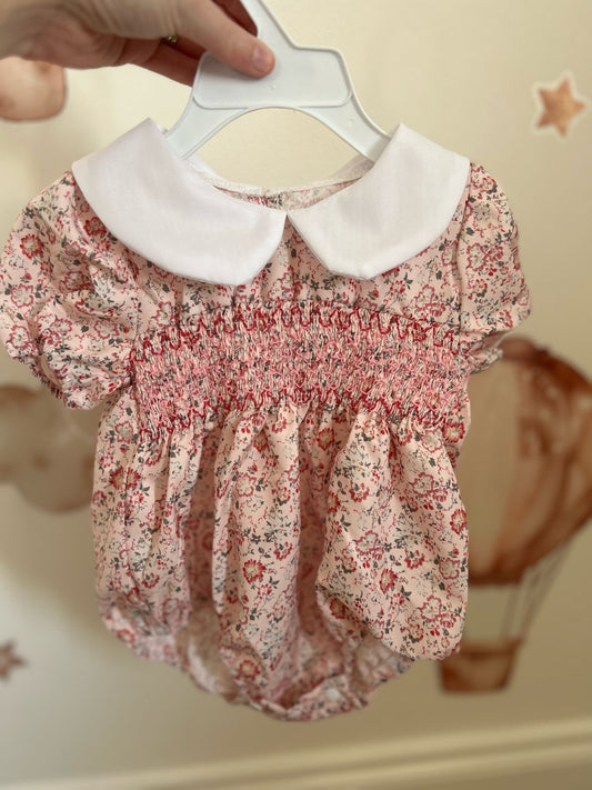 Pink floral romper