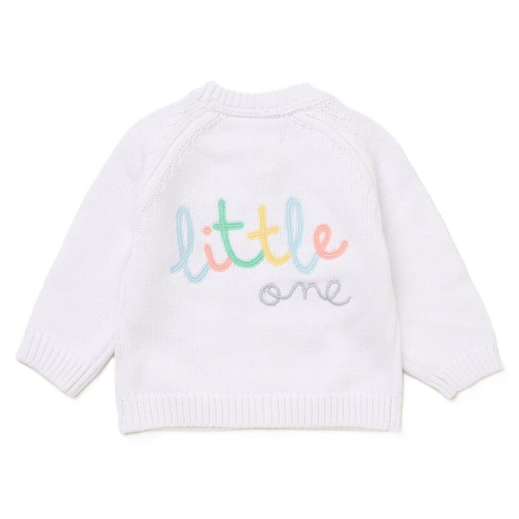 ‘Little One’ white cardigan