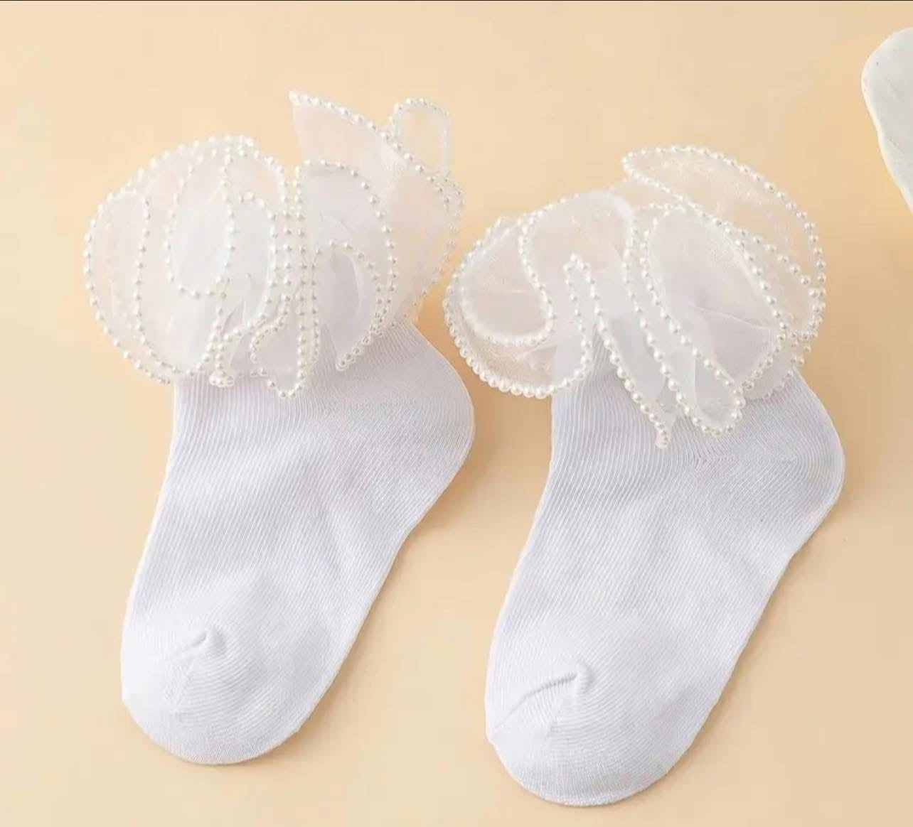 White Pearl Bead Socks